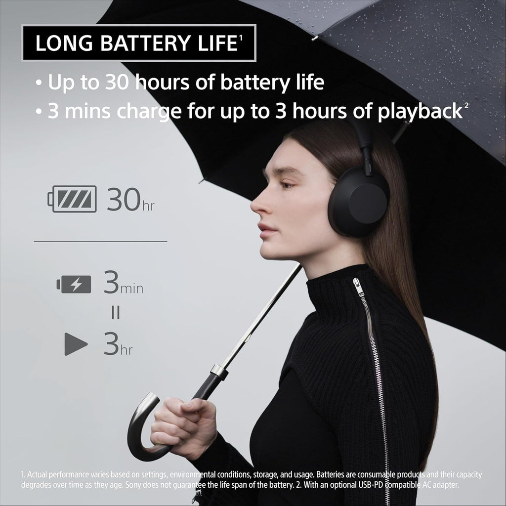 Sony WH-1000XM6 The Best Wireless Noise Canceling Headphones + Portable Charger + Headphone Stand + 20W 2-Port Wall Charger (Black)