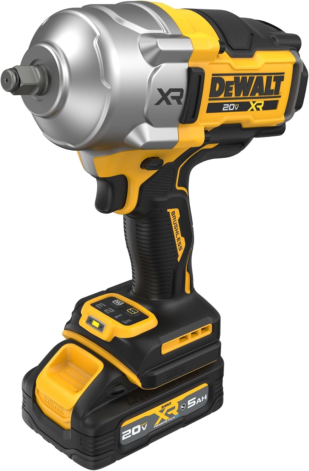 DEWALT 20V MAX XR Cordless Impact Wrench Kit, 1/2' Hog Ring, High Torque, Brushless, Includes POWERSTACK Battery and Charger (DCF961GH1)