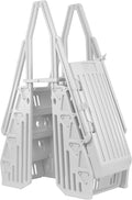 Vinyl Works AF Adjustable 24 Inch Ladder for Above Ground Swimming Pools with Secure Gate Closure and 2 Deck Mount Flanges, White