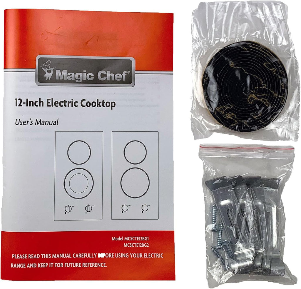 12 in. Radiant Electric Ceramic Glass Cooktop in Black with 2 Elements Including Dual Radiant Element