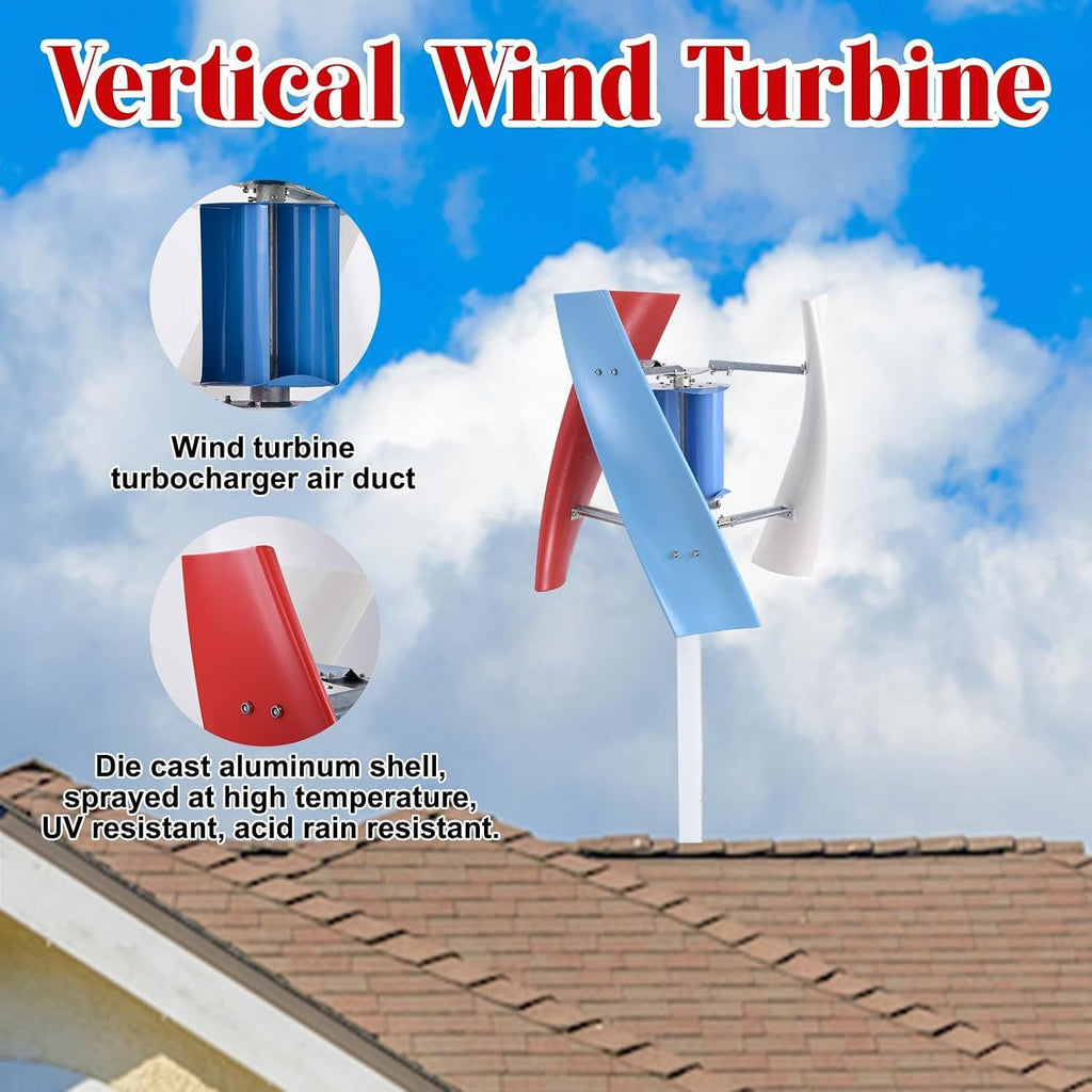 Home Wind Turbine | 3 Leaves Wind Powered Generator 3000W - AC Permanent Magnet Generator Kit for Home, RVs, Boats, Terraces, Cabins