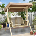 2-seat Outdoor Swing, Wrought Iron Rocking Chair, Outdoor Balcony Hanging Chair, Steel Frame Structure with Rotatable Canopy Porch Swing