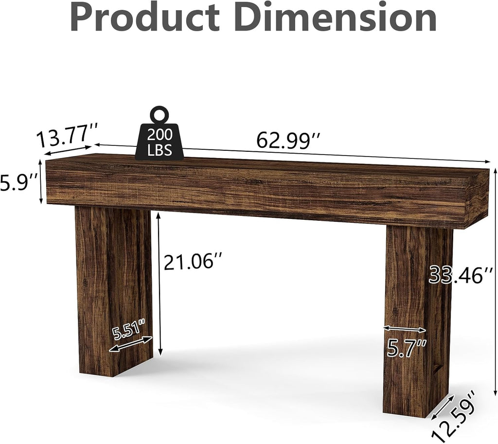 Spaco 63'' Long Console Table,2 Tier Farmhouse Entryway Table Sofa Table with Storage,Wood Behind Couch Table for Living Room, Hallway,Foyer (Dark Brown)