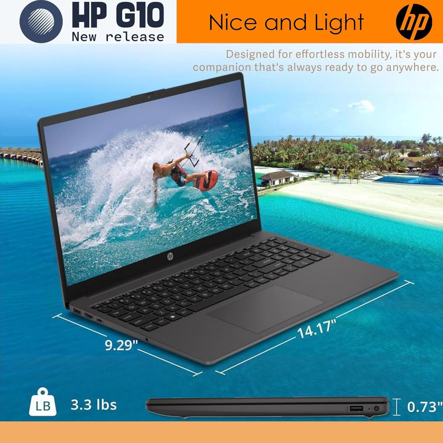 HP 255 G10 Laptop for Home or Work – Speed 6-Core Ryzen 5 (Up to 4.5 GHz), 16GB RAM, 256GB SSD, 15.6' Full HD, Windows 11 Pro, Wi-Fi 6, USB-C, WOWPC Recovery USB – Business and Fun Ready