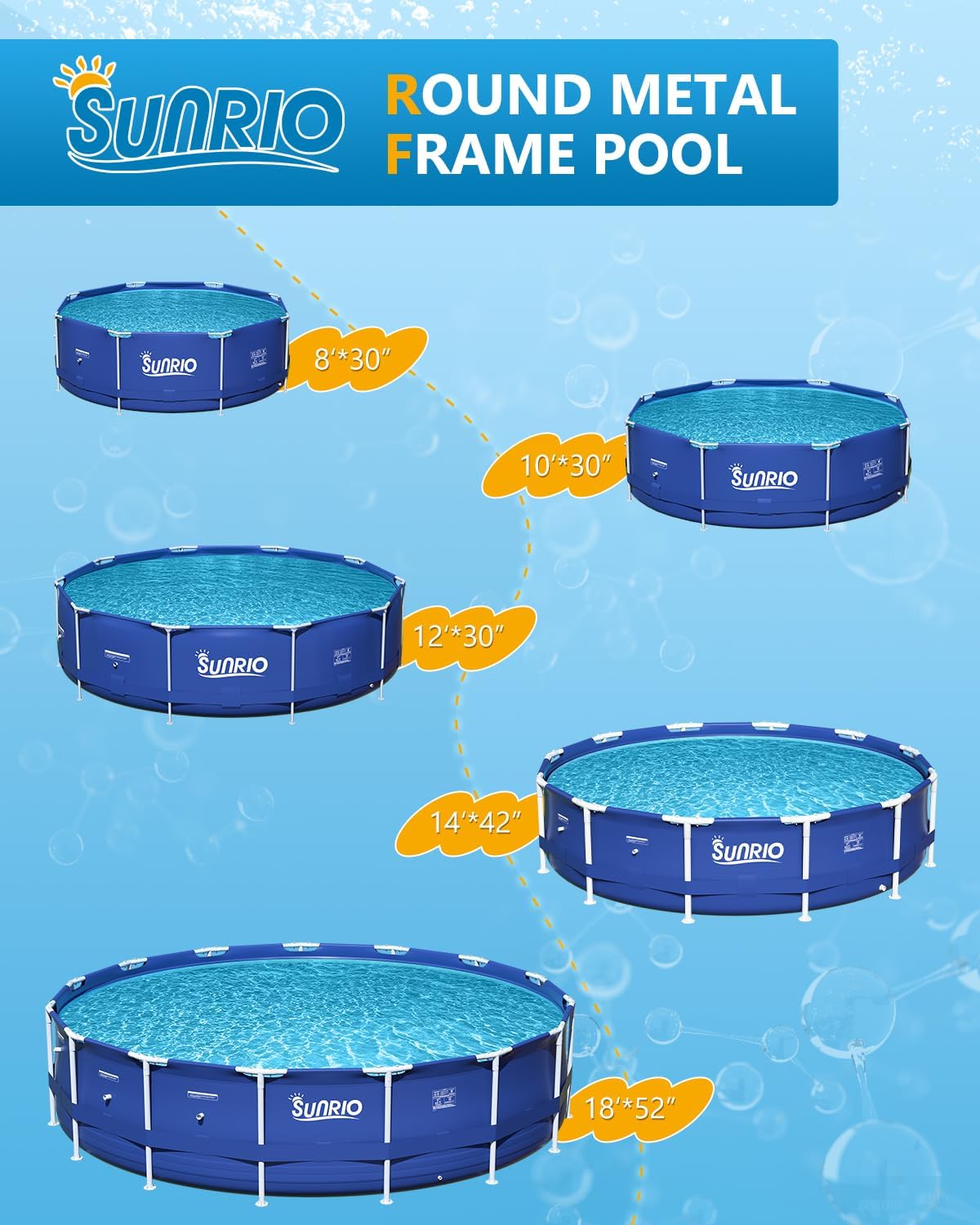 10'*30' Round Above Ground Swimming Pool for Kids and Adults Metal Frame Family Pool with 530 GPH Filter Pump Pool Cover and Ground Cover Capacity 1171 Gallon