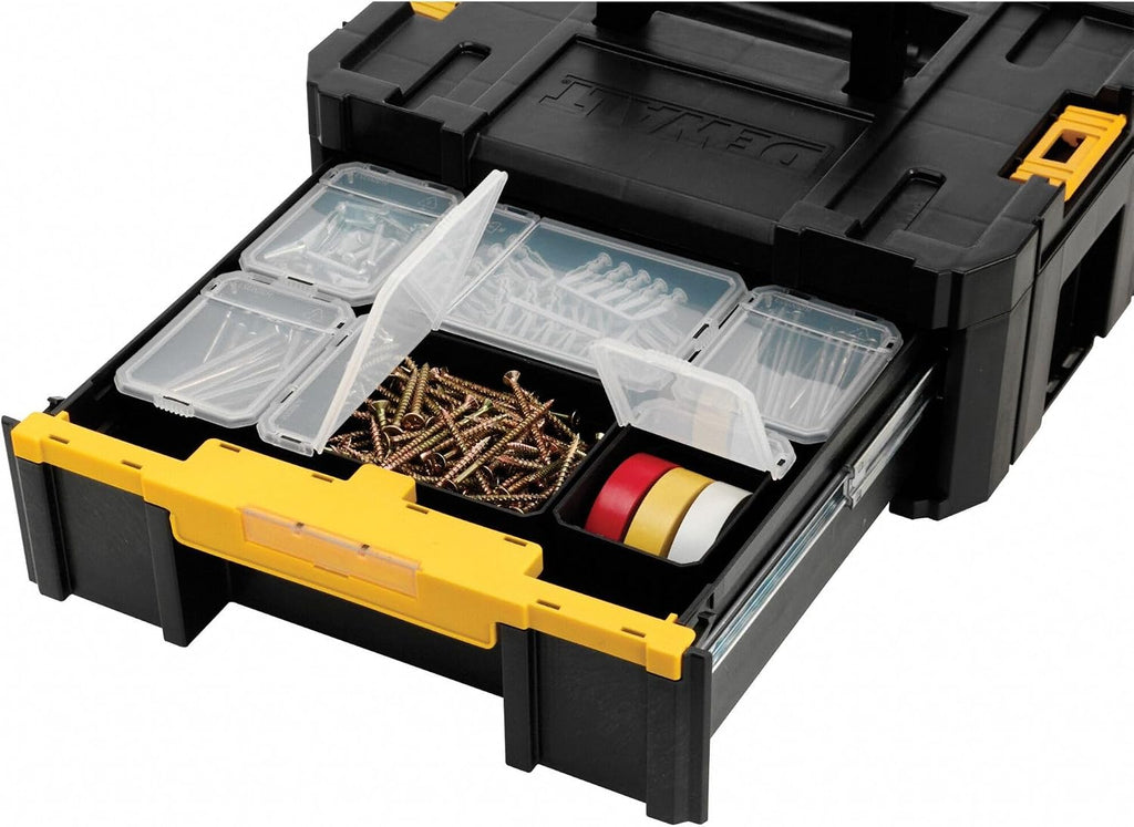 DEWALT Tool Organizer, TSTAK III, Single Deep Drawer, Heavy Duty Latches, Removable Compartments for Small Tools and Accessories (DWST17803) (Pack of 4)