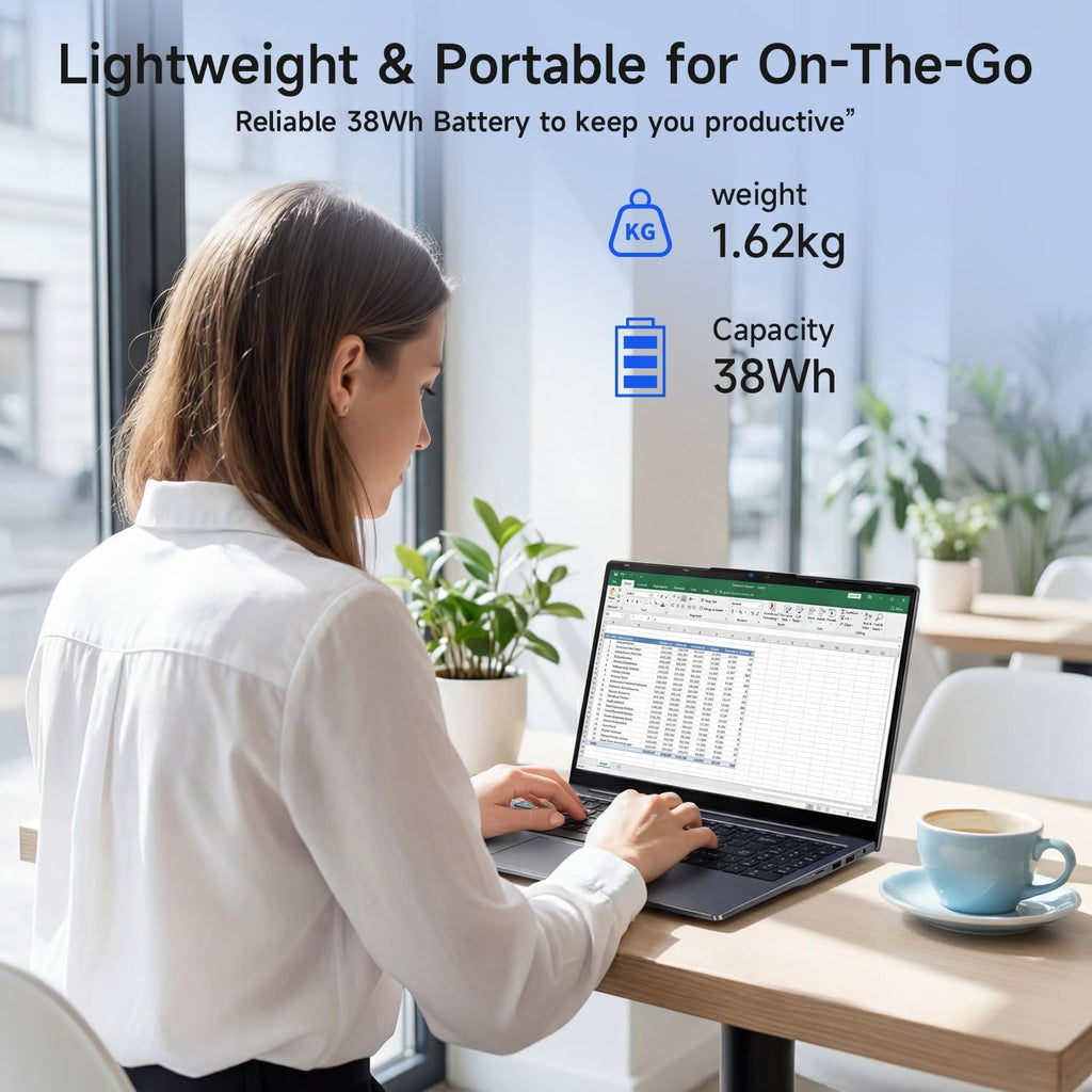 Bmax 15.6' Laptop, Intel 12th Gen N95 (Up to 3.4GHz), 12GB LPDDR5 RAM, 512GB SSD, Windows 11 Pro Business Computer, 180° Lay-Flat FHD IPS, Webcam with Privacy Shutter, Numeric Keypad, Type-C