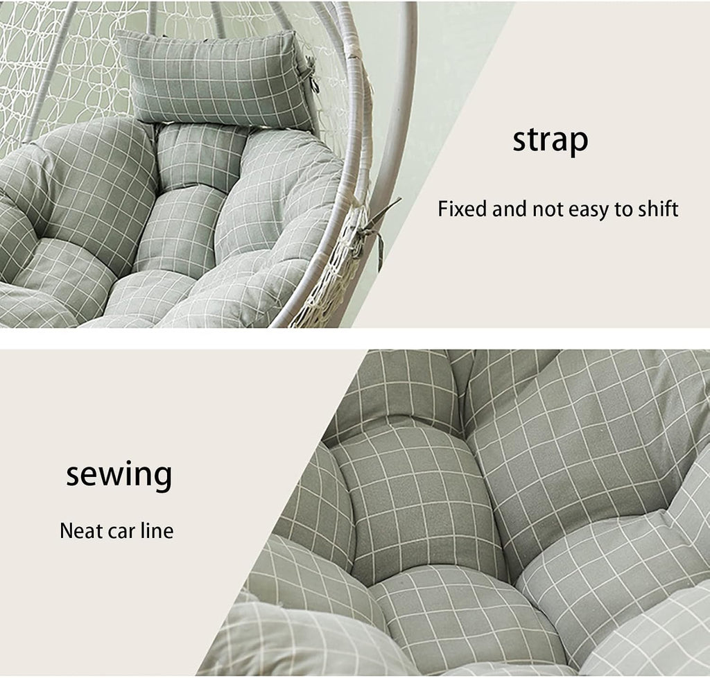 HUHJYUGE Egg Chair Cushion Outdoor, Hanging Chair Cushion Only, Thicken Hanging Basket Seat Cushion with Pillow, Skin-Friendly, Detachable, Soft Not-Slip, for Home Garden (A)