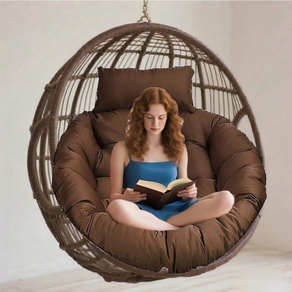 Papasan Chair Cushion, Outdoor Hanging Egg Swing Chair Cushion, Tufted Thick Reading Nest Chair Cushion, Stylish Patio Chair Mat for Rocking Chair Seats