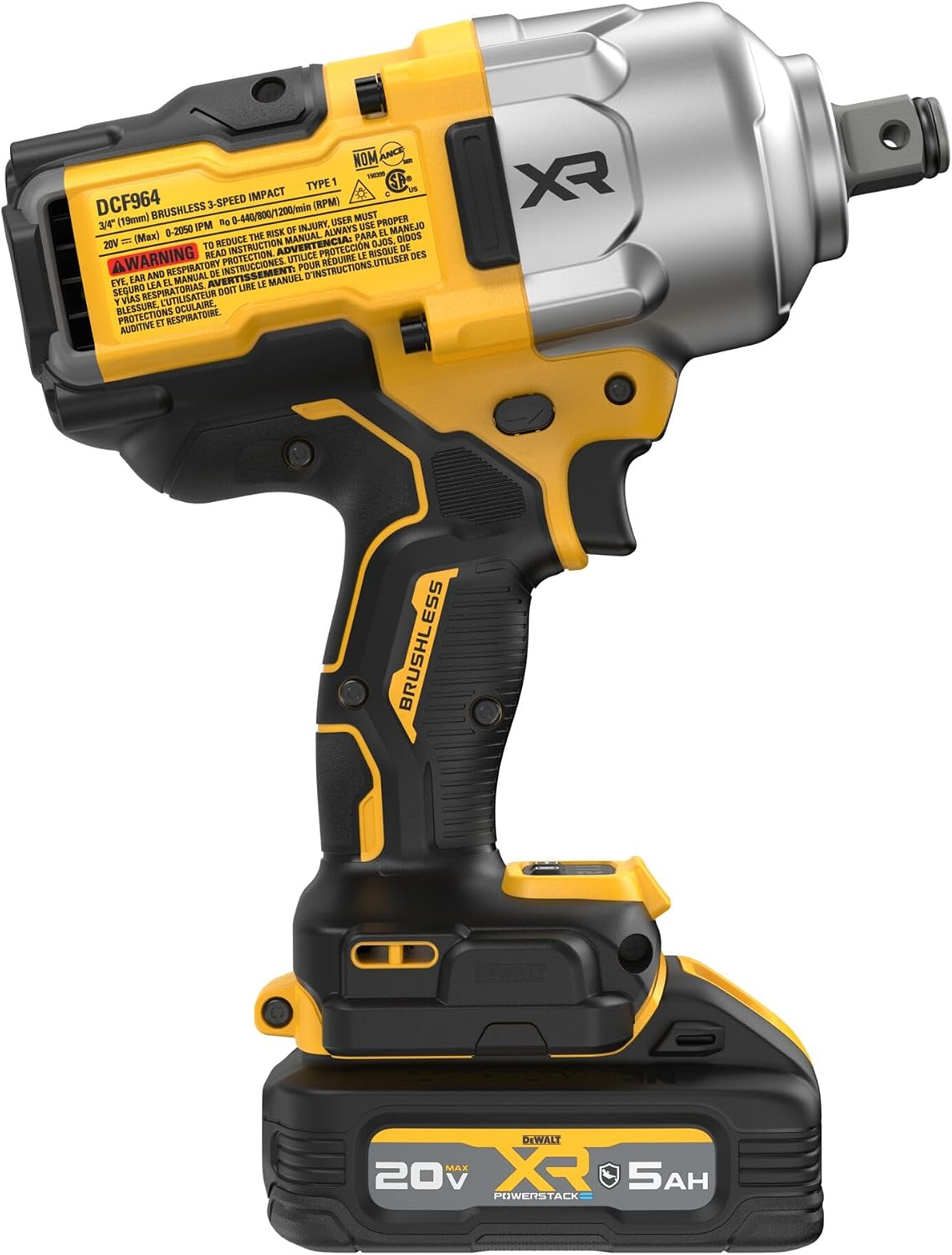 DEWALT 20V MAX XR 3/4 Inch Cordless Impact Wrench Kit with POWERSTACK Battery and Charger (DCF964GH1)