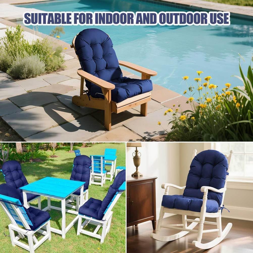 Chair Cushion Waterproof Outdoor Rocking Chair Cushions with Ties Anti-Slip High Back Patio Chair Cushions for Patio Furniture Cushions Dark Grey 6 Pieces