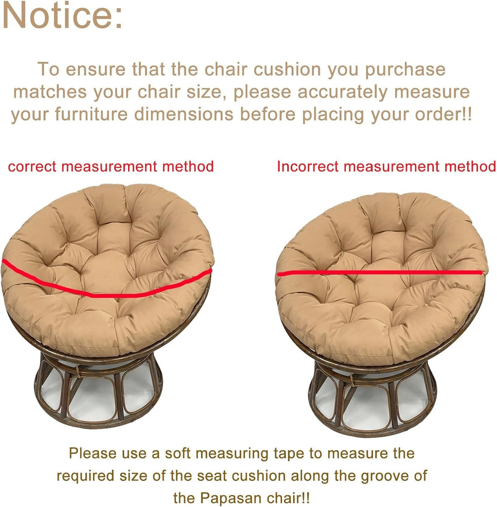 Indoor Outdoor Papasan Chair Cushion, Bucket & Moon Comfy Round Cushion, Tufted Wicker Hanging Egg Chair Cushion for Garden, Living Room, Bedroom