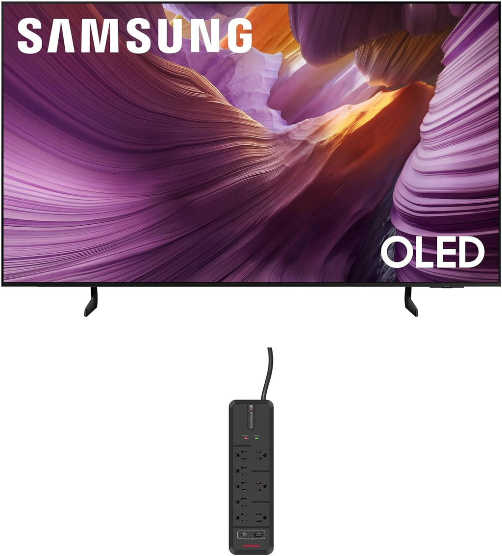 Samsung QN55S85FAFXZA 55 Inch OLED HDR 4K Smart TV with an AudioQuest G8 8-Outlet USB-A/USB-C AC Power Surge Protector (2025)