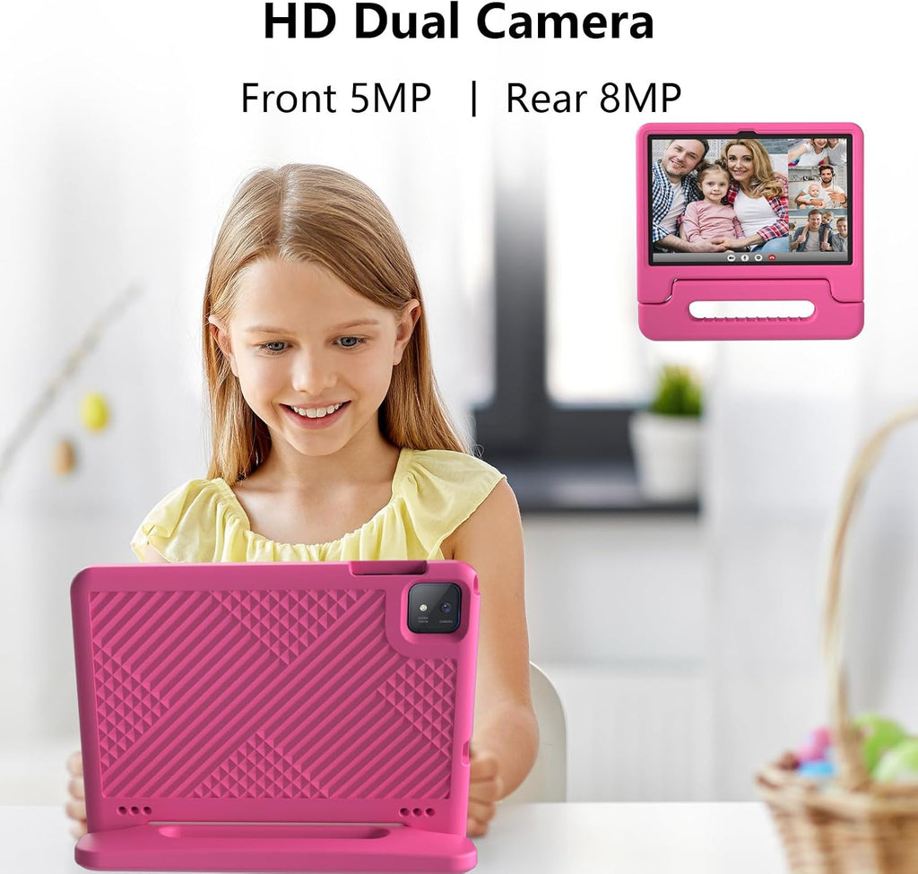 JREN 11' Kids Tablet Android 15– 128GB Storage, 6GB RAM,WiFi & Bluetooth, Parental Controls – Tablet for Kids Teens, Children Tabletas with Case Cameras Pink