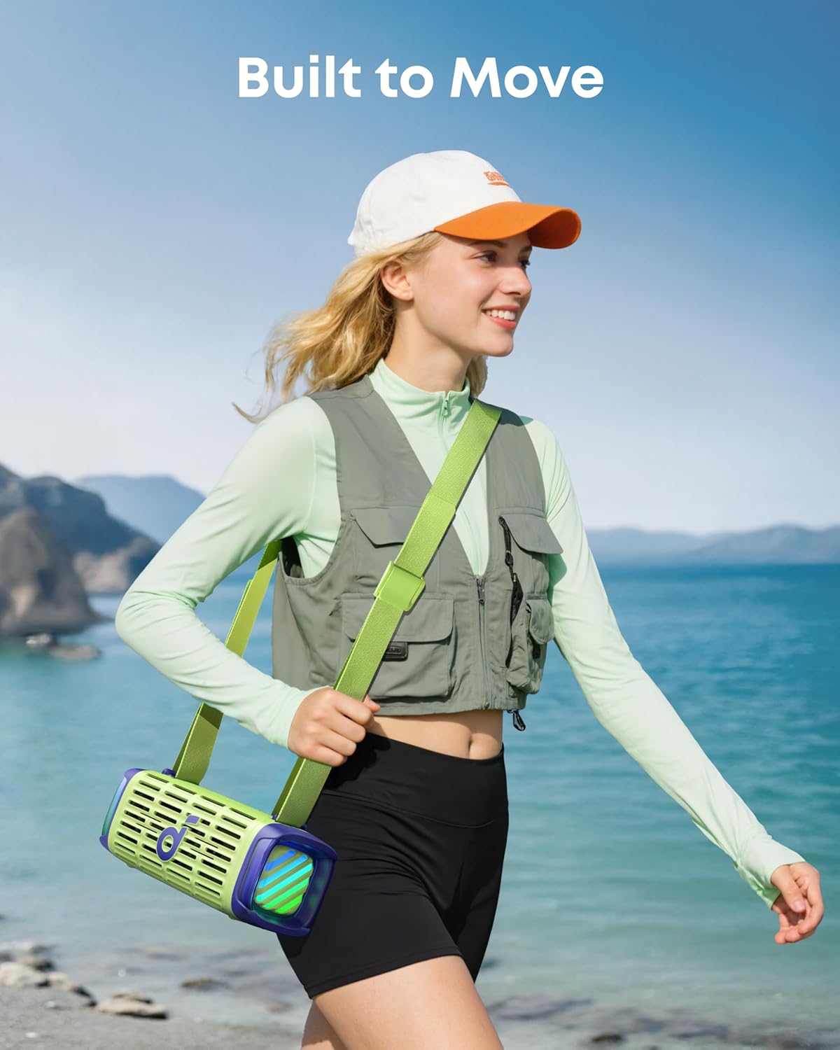 Soundcore Boom 3i by Anker, Compact Outdoor Speaker, IP68 Waterproof, Floating Playback, Saltwater-Resistant, BassUp 2.0, 50W Portable Speaker, Bluetooth 5.3, 16H, TWS, Kayak/Fishing/Camping-Green