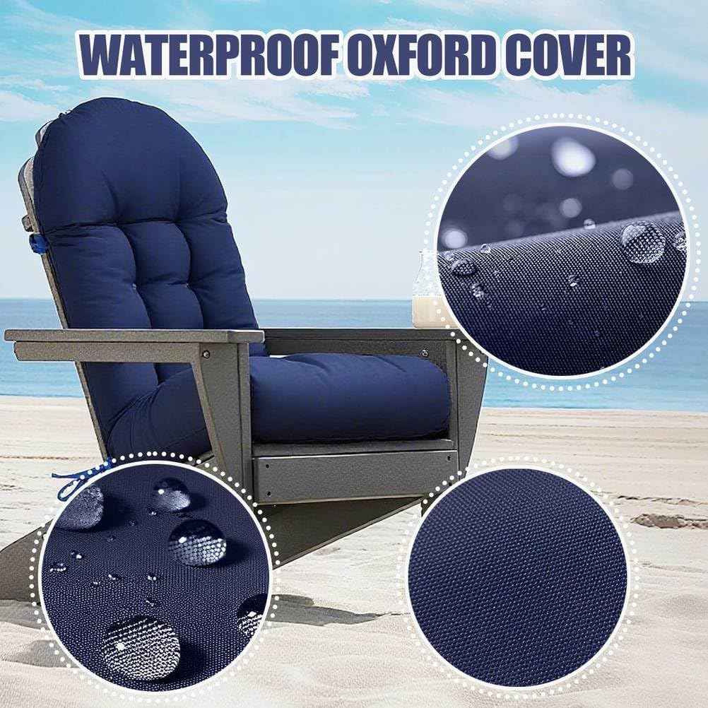 Chair Cushion Waterproof Outdoor Rocking Chair Cushions with Ties Anti-Slip High Back Patio Chair Cushions for Patio Furniture Cushions Dark Grey 6 Pieces