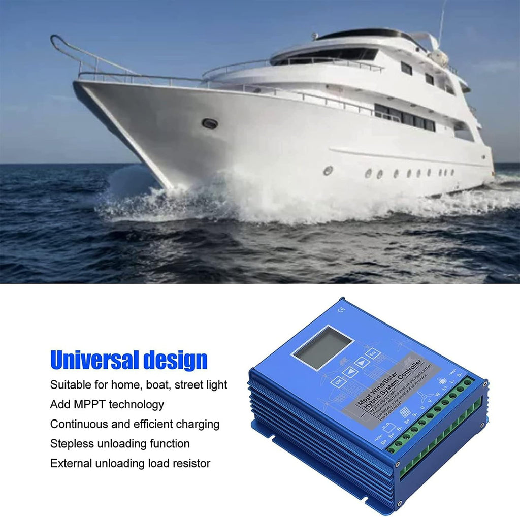 3000W Hybrid MPPT Wind and Solar Controller, Charging Regulator with MPPT Boost Charge Regulator,12V 24V 48V