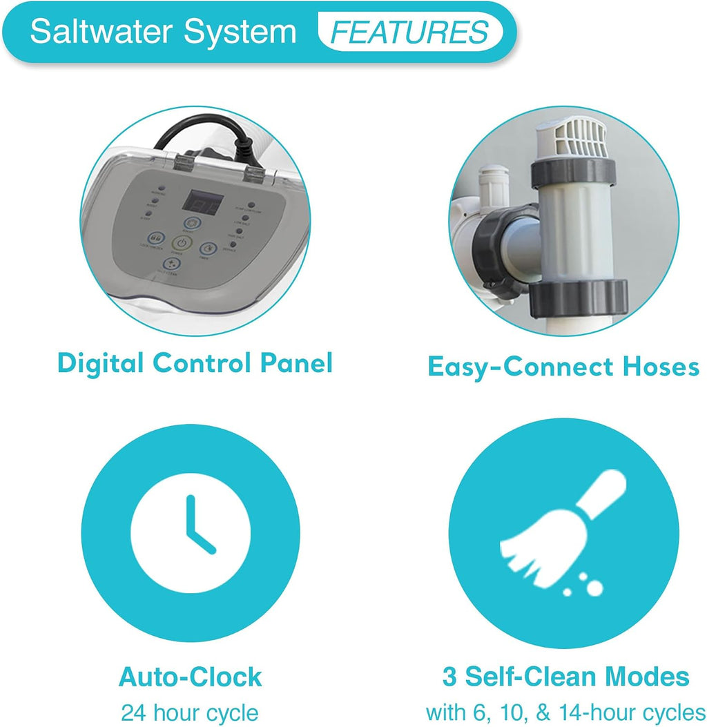 Intex Krystal Clear Saltwater System for 7000 Gallon Above Ground Swimming Pool and Deluxe 800 GPH Wall Mounted Pool Surface Automatic Skimmer
