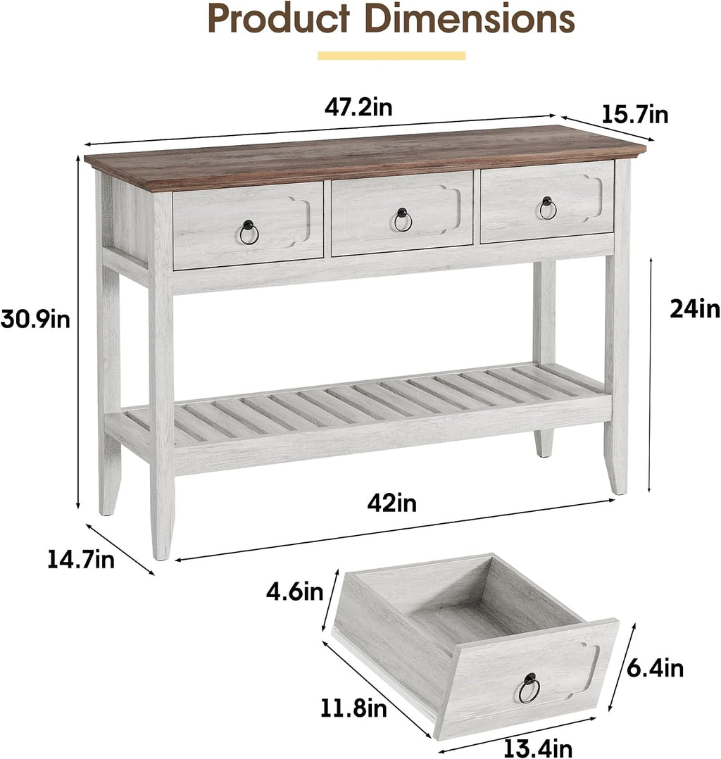 Maupvit Rustic Entryway Table with Large Storage Space, Farmhouse Feel Console Table for Entryway, Sturdy & Reliable Structure Sofa Table, Easy to Assemble Entry Table