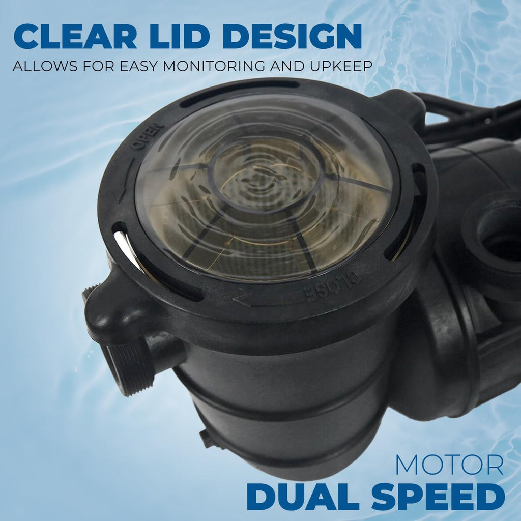 XtremepowerUS 2-Speed Above Ground Pool Pump 1.5HP Swimming Pool Pump 1.5' NPT Strainer Basket Filter High-Flow With Fitting Adapter