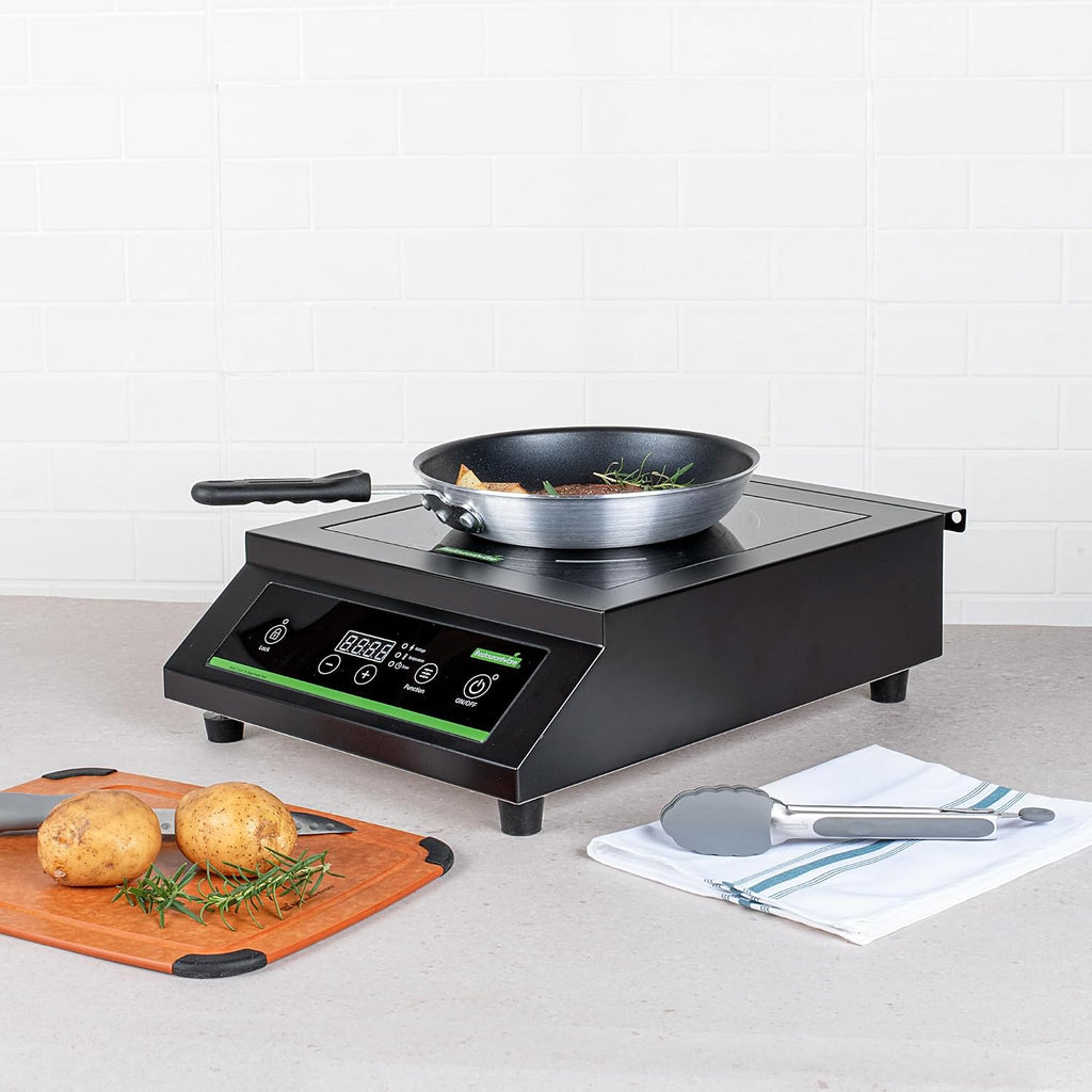 Restaurantware-Kitchen Tek 3500 W Induction Cooktop, 1 Electric Hot Plate With Sensor Touch - 140F To 465F, 10 Wattage Settings, Black Steel Countertop Induction Stove With Ceramic Plate, 240V