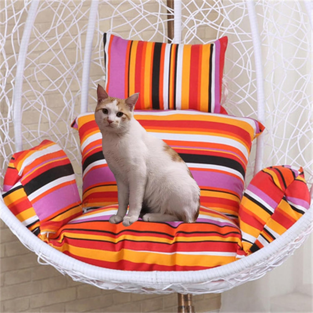 Egg Chair Cushion, Soft and Comfortable Hanging Basket Chair Cushion, Outdoor Recreation Egg Swing Chair Cushion(Orange Stripes)