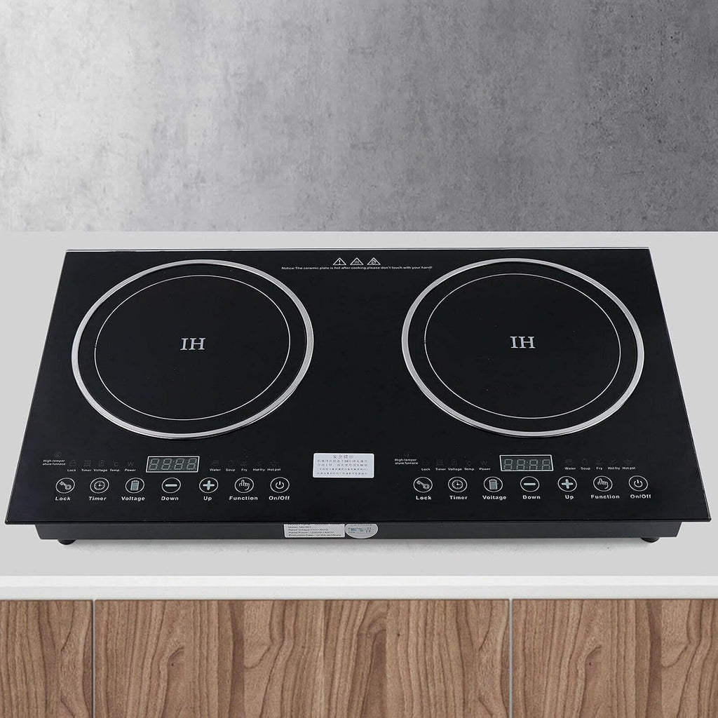 Electric Induction Cooker - Portable 2600W 8 Gear Firepower Electric Dual Induction Cooker Cooktop Countertop Double Burner Suitable for Cast Iron, Stainless Steel Cookware and Kitchen or Resturant
