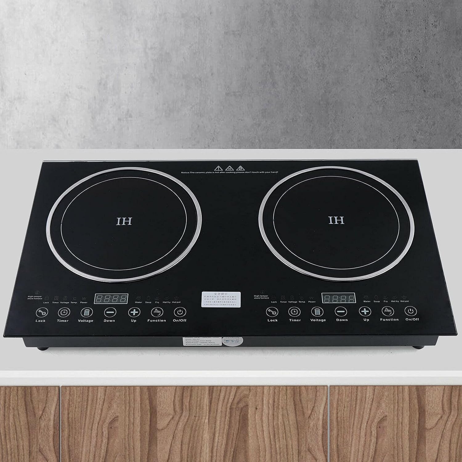 Electric Induction Cooker - Portable 2600W 8 Gear Firepower Electric Dual Induction Cooker Cooktop Countertop Double Burner Suitable for Cast Iron, Stainless Steel Cookware and Kitchen or Resturant