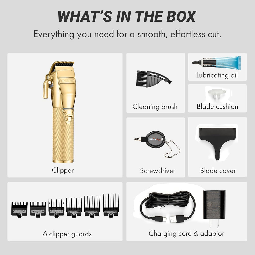 BaBylissPRO FX+ Professional Barber Cord/Cordless Hair Clippers for Men, All Metal, Lithium Battery with 3-Hour Runtime