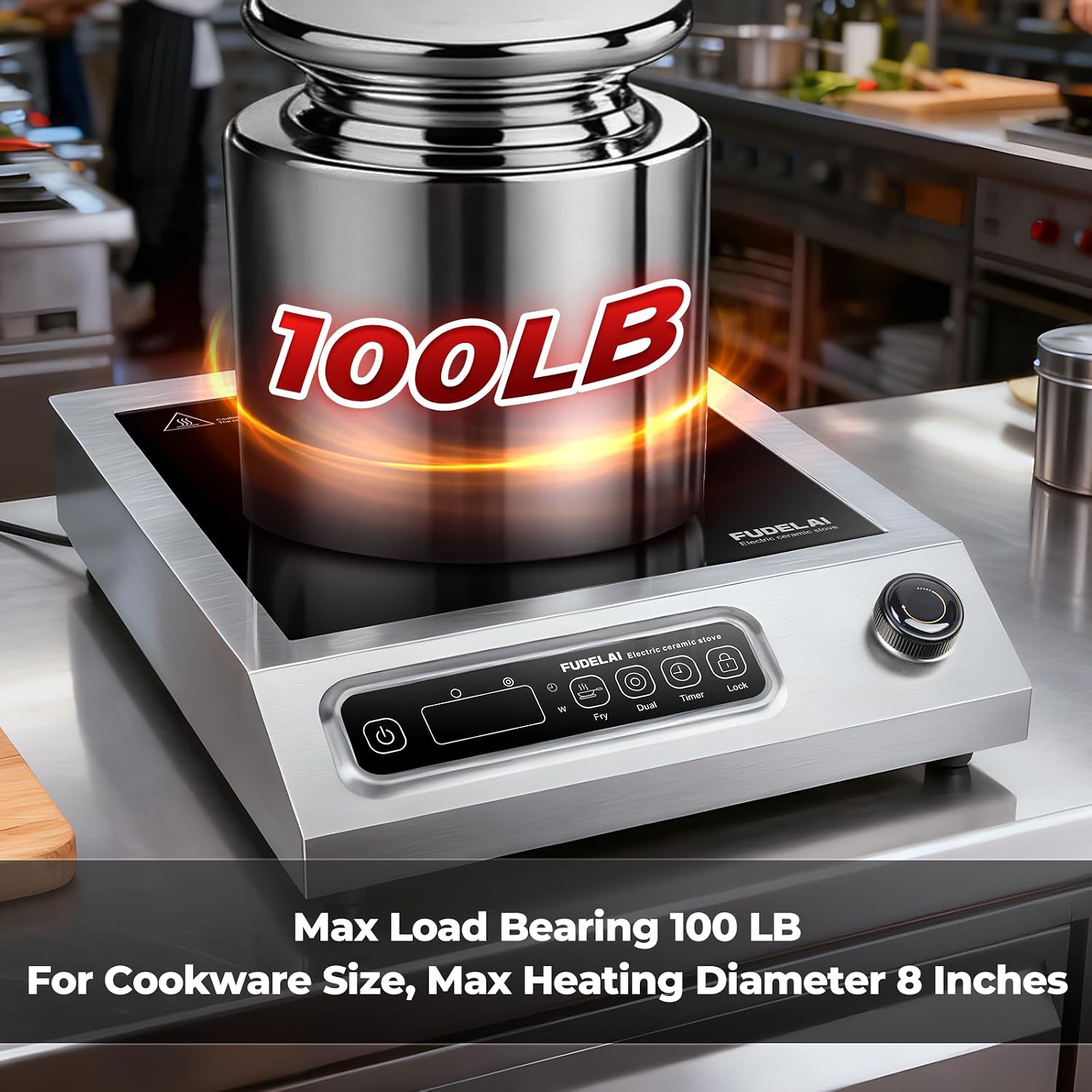 1800W Commercial Grade Induction Cooktop with 9 Power Levels - Infrared Electric Burner with EUROKERA Micro-Ceramic Panel, Timer, Safety Lock, for Restaurant, Home Kitchen Use