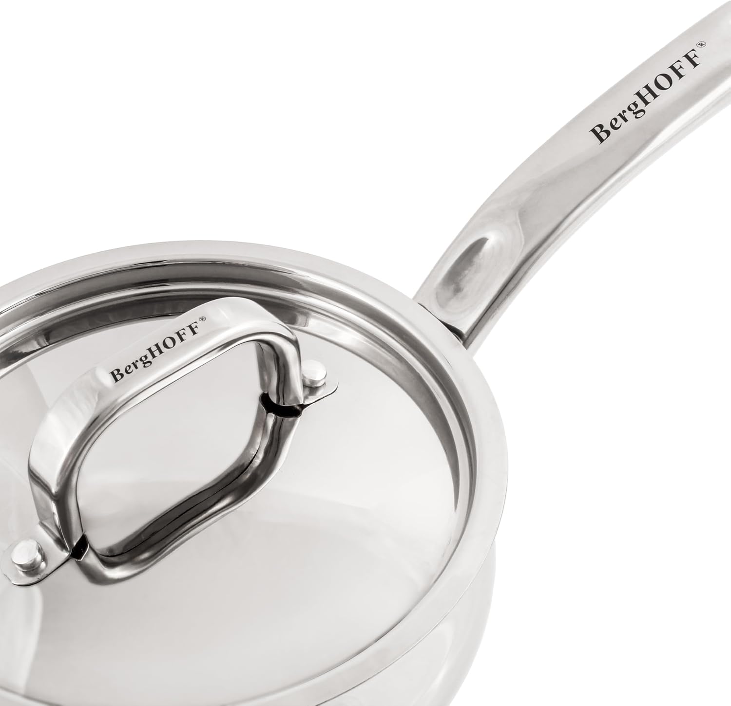 BergHOFF Belly Shape 18/10 Stainless Steel 4Pc Cookware Set, Metal Lids, Fast, Evenly Heat, Induction Cooktop Ready