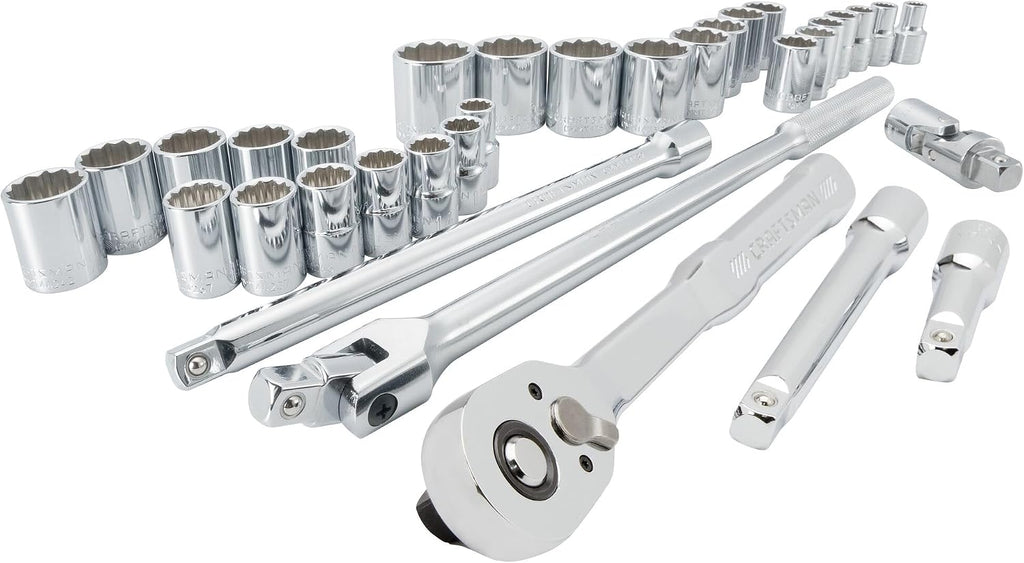 CRAFTSMAN Mechanics Tool Set, 33 Piece, 1/2 Inch Drive SAE/Metric (CMMT12122)