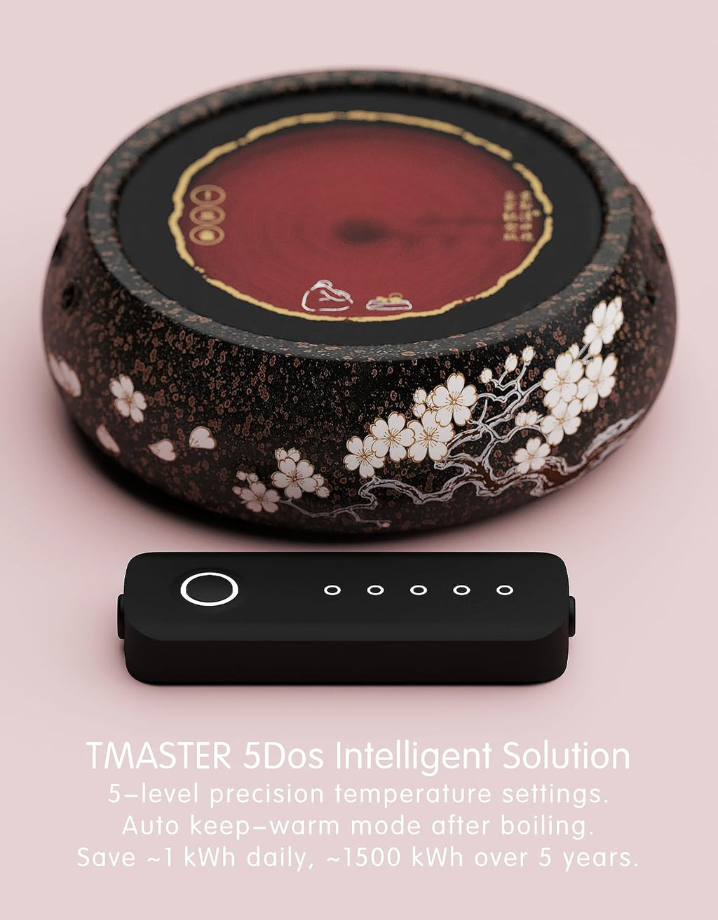 TMASTER 1200W Electric Hot Plate,Ceramic Round Hot Plate,Portable Stove Kitchen Cooktop Electric Heater,for Boiling Water,Making Tea, Coffee (Arita Sakura Flying Ceramic Tea Heater - 120V/1200W)