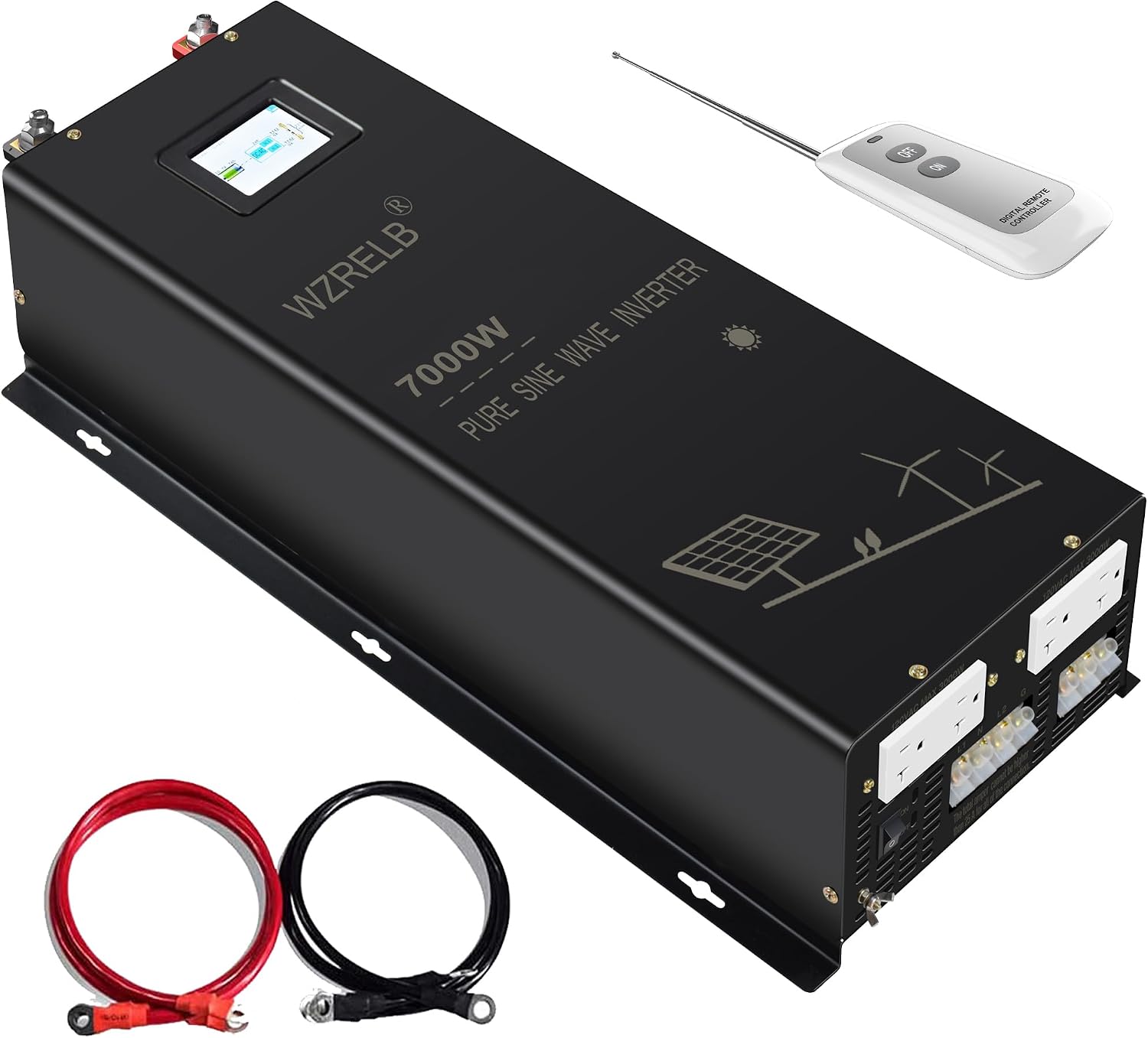 WZRELB 7000W 48V Pure Sine Wave Inverter,48 Volt DC to AC 120V 240V Split Phase Power Inverter,2*AC Hardwire Terminal,14KW Surge,High Efficiency up to 91.6%,Wireless Remote