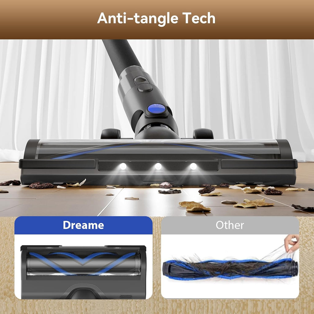 DREAME J30W Cordless Vacuum Cleaner for Home, 6-in-1 Cordless Stick Vacuum Rechargeable, 65Mins Runtime, Powerful Suction, Wireless Vacuum Cleaner for Hardwood Floor, Carpet, Tile, Pet Hair, Black