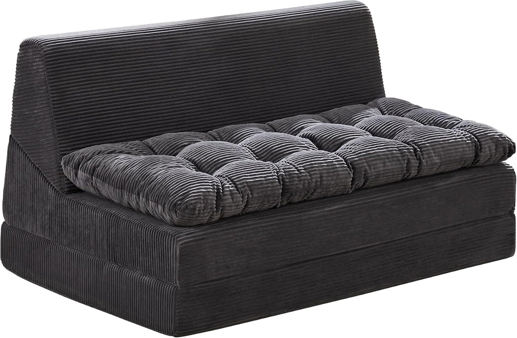 Hobestluk Sofa Couch Folding Sofa Bed Sleeper Comfy Floor Lounger Loveseat Sofa with Removable Cushion Couches Foldable Mattress for Living Room Bedroom or Office (Cordury Grey, Oversize)