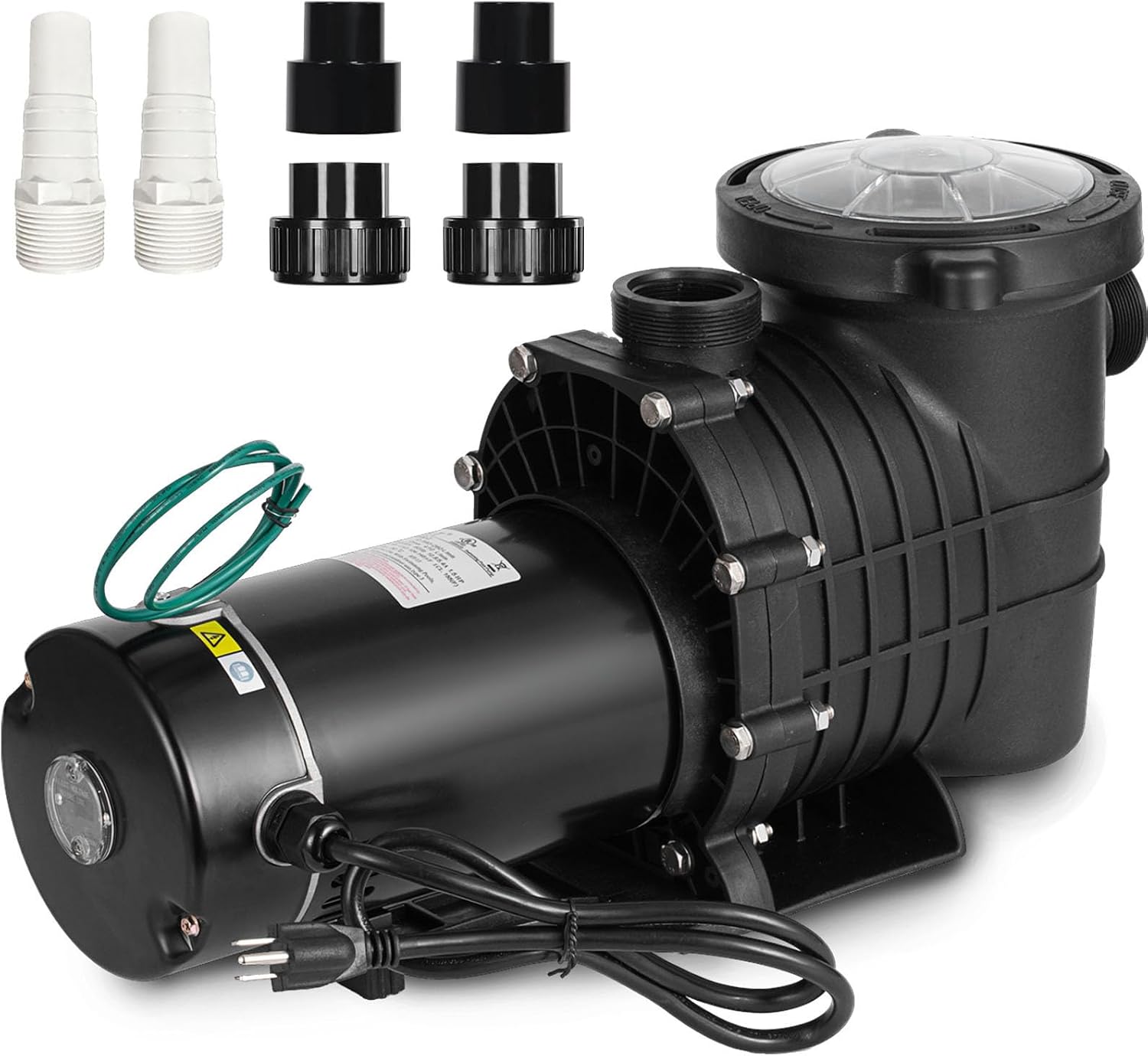 Hitgrand 2HP Self Primming Pool Pump, Inground Above Ground Swimming Pool Pump Upgraded 110V/220V Dual Voltage, 1500W 60HZ Single Speed Pumps with Strainer Basket Silent Operation