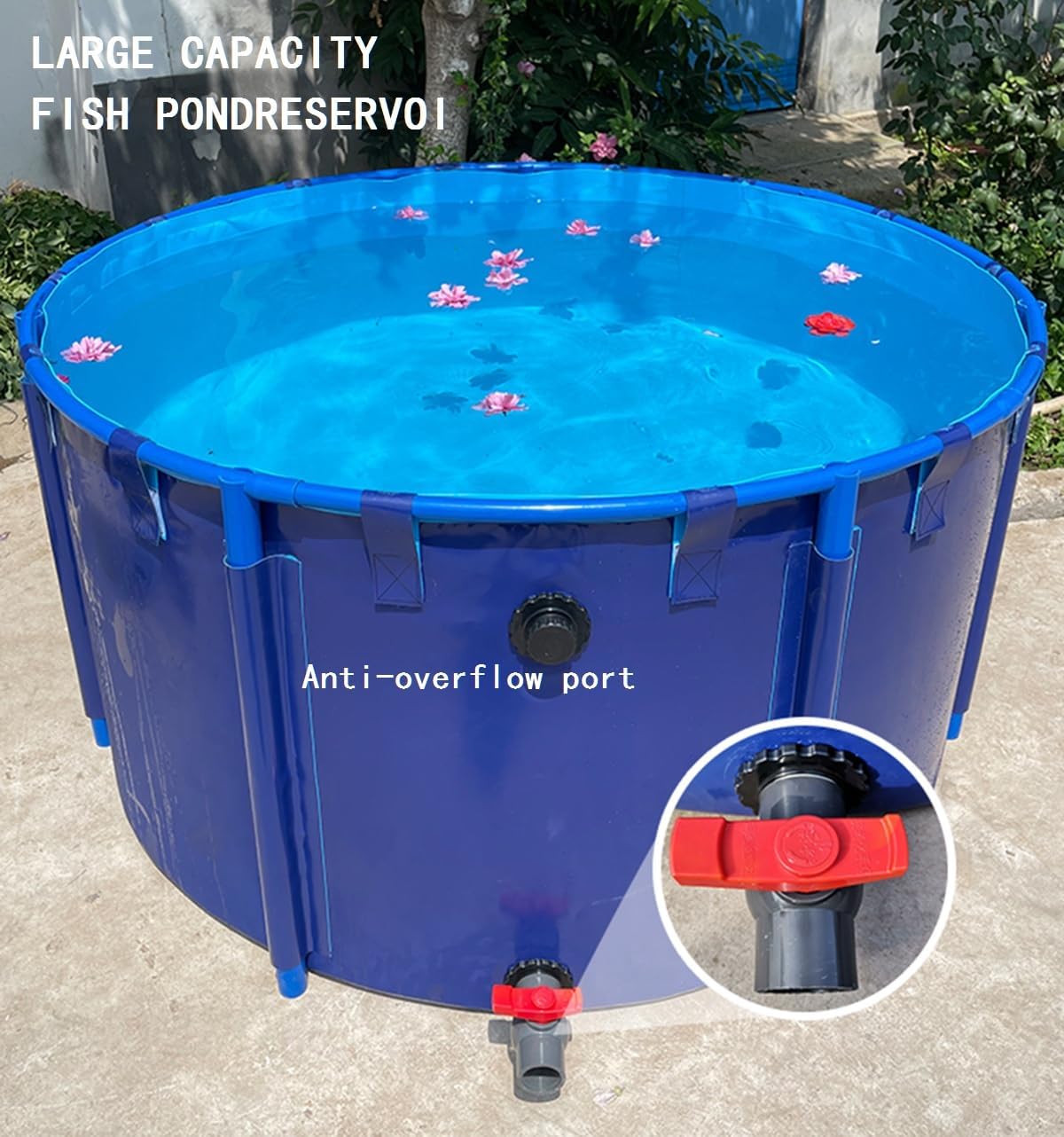 Above Ground Pond, Round Outdoor Fish Pond Pool with Durable Frame,Koi Pond Tank，Koi Fish Pond，PVC Fish Farming,for Store Up Water Irrigation(1350 L)