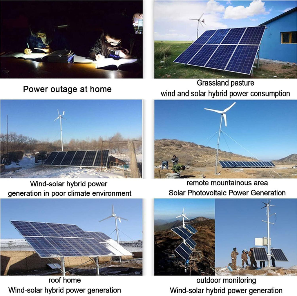 Wind Solar Hybrid Controller 3000W,with Dump Load Wind Turbine Generator Solar Panel 12V 24V 48V Battery Auto Mppt Charge Boost Charging Regulator Off Grid System,24V