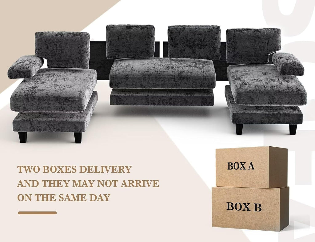 Txtin's U Shaped Sectional Couches for Living Room, 111 Inch Modular Sofa with Double Chaise, Large Lounge Couch for Apartment,Grey