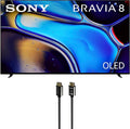Sony K77XR80 77 Inch IMAX Enhanced Bravia OLED 4K HDR Google TV with an Austere 7S-8KHD2-2.5M VII Series 2.5m Premium Braided 8K HDMI Cable (2024)