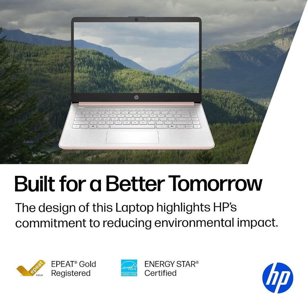 HP 14' Rose Gold Laptop for Student Business 2026, Intel CPU, Light & Slim, Fast, Office 365 Included, 16GB RAM,64GB eMMC, 4K Graphics, w/Accessories, Windows 11S