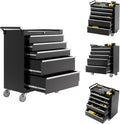 IDEALHOUSE Rolling Tool Chest, 5 Drawers Tool Storage Cabinet, Toolbox with Wheels, Portable Tool Cabinet Organizer with Locking System & Drawer Liners, Tool Storage Cart for Garage, Workshop, Black