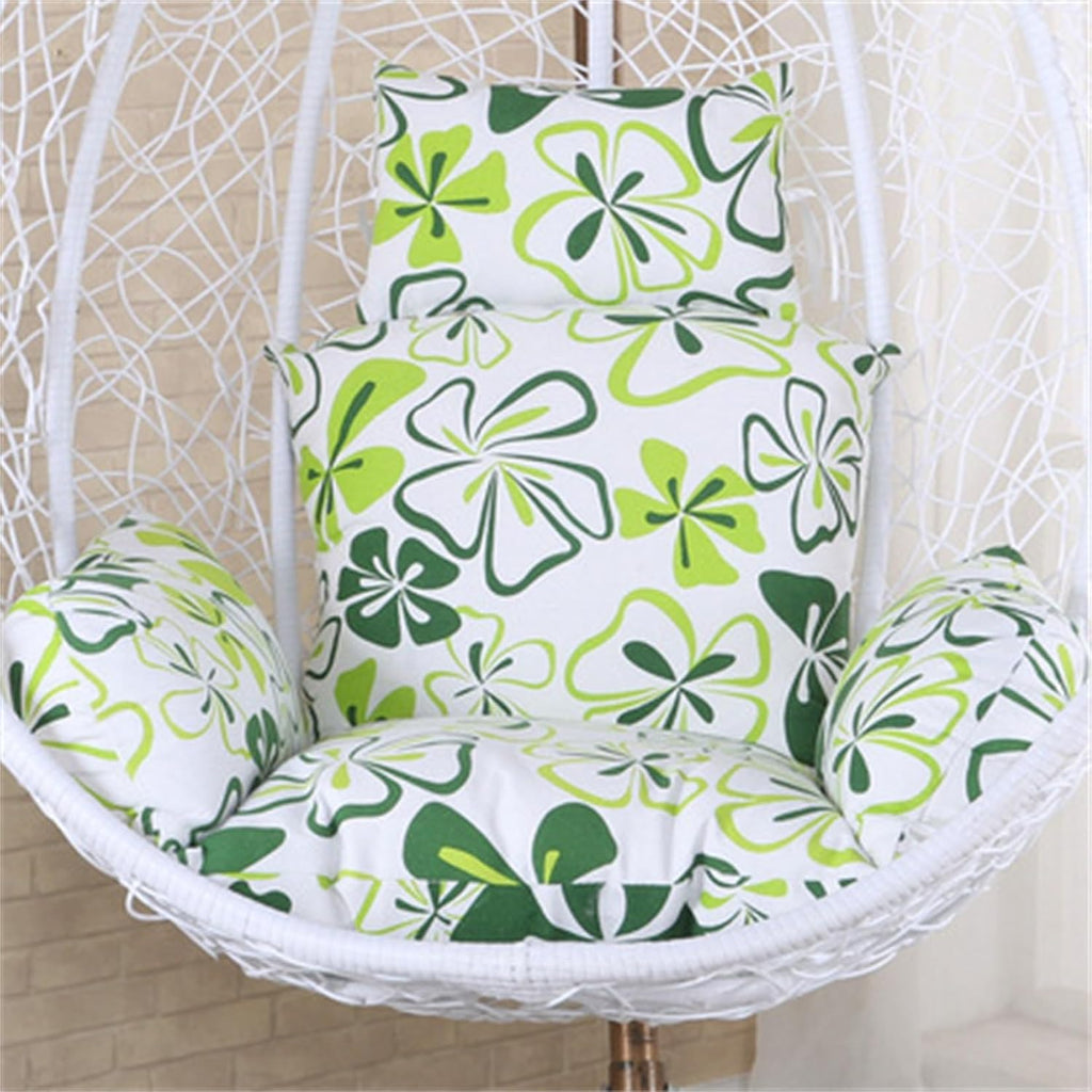 Egg Chair Cushion, Soft and Comfortable Hanging Basket Chair Cushion, Outdoor Recreation Egg Swing Chair Cushion(Green Flowers)