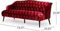 Wine Red Modern Velvet Loveseat Sofa Couch, 73' Mid - Century Tufted Upholstered Small Love Seat Couch, Curved High Back 3-Seats Couches for Compact Space, Living Room, Apartment (Wine Red)