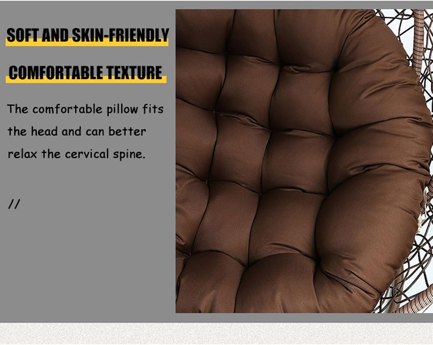 Outdoor Swing Cushions 135size (Diameter: 120cm) Thickened Hanging Chair Cushion, Excellent Elasticity, not Easily Deformed or collapsed; Zipper Design for Easy Removal and Washing.