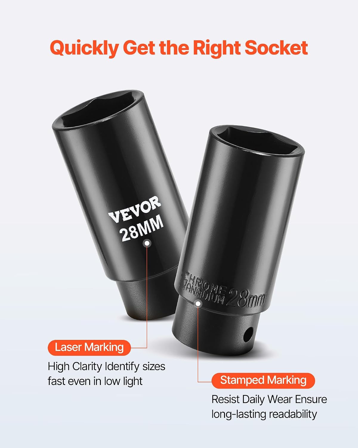 VEVOR 91-Piece 1/2' Drive Impact Socket Set, SAE (5/16' to 1-1/4') & Metric (8 to 32 mm), CR-V, Deep & Shallow, 6 Point, Ratchet Handle, Universal Joint, Adapters, Extension Bars (3, 5, 10 in)
