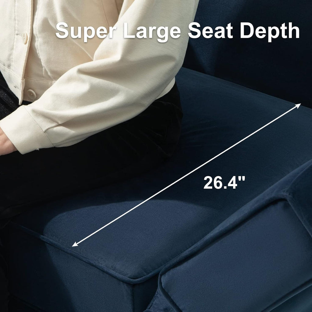 Belffin Modular Sofa Couch with Storage Seats Velvet 3 Seater Sofa for Living Room Blue