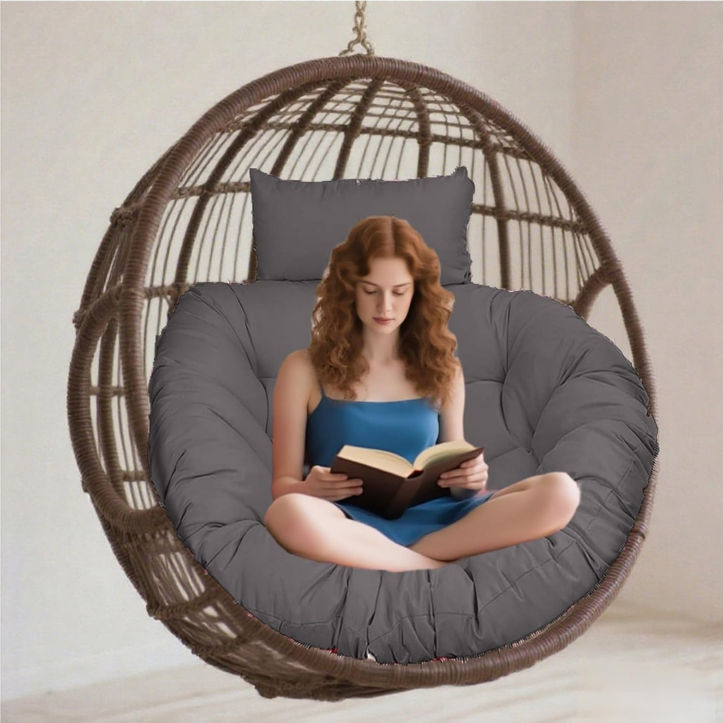 Papasan Chair Cushion, Outdoor Hanging Egg Swing Chair Cushion, Tufted Thick Reading Nest Chair Cushion, Stylish Patio Chair Mat for Rocking Chair Seats
