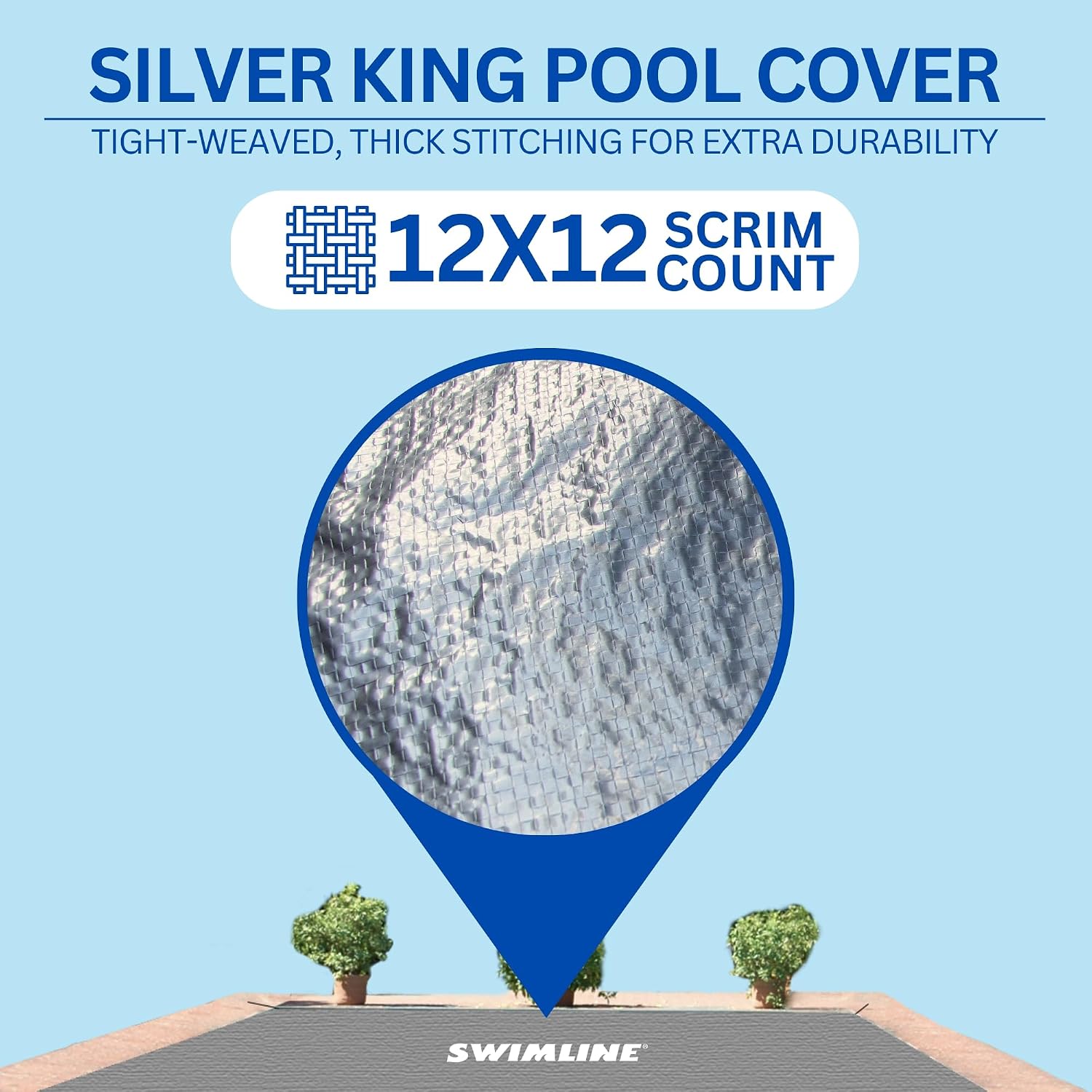 SWIMLINE HYDROTOOLS Silver King Heavy Duty Pool Cover For Above Ground Swimming Pools |35 X 55 FT Cover | Silver / Black | Water Tube Sleeves | UV Protected For 30X50 FT Rectangle Pools | CO143555R